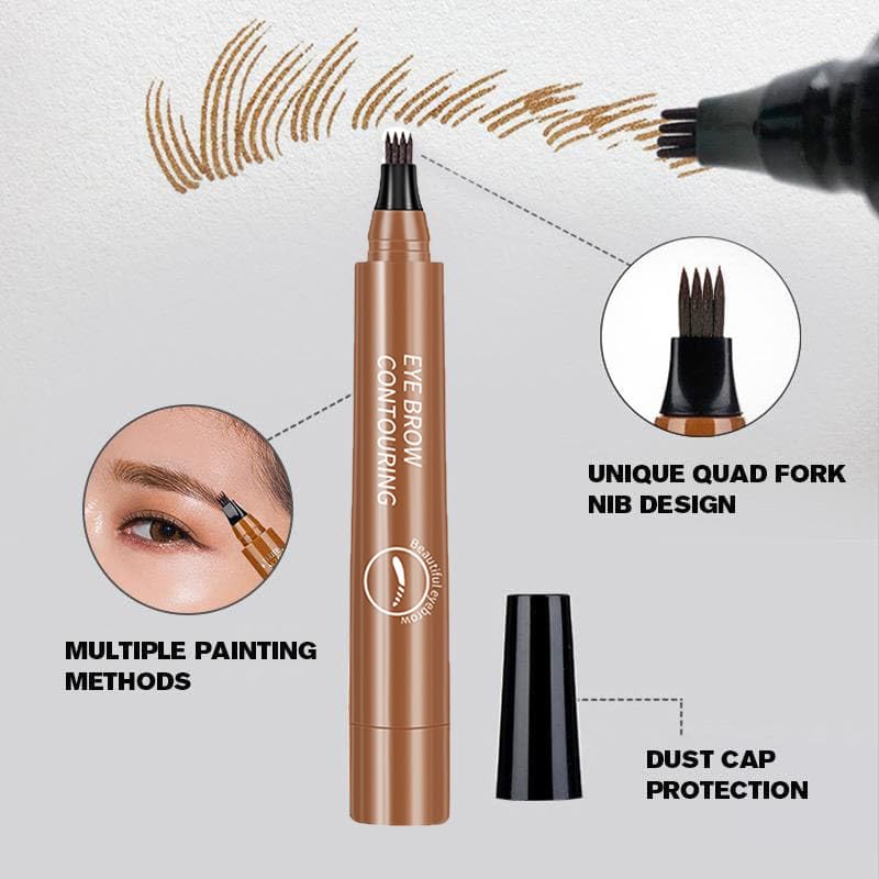Олівець для брів 4 Points 4 Tipped Liquid Waterproof Long-Lasting Dark Brown + Light Brown, фото №4