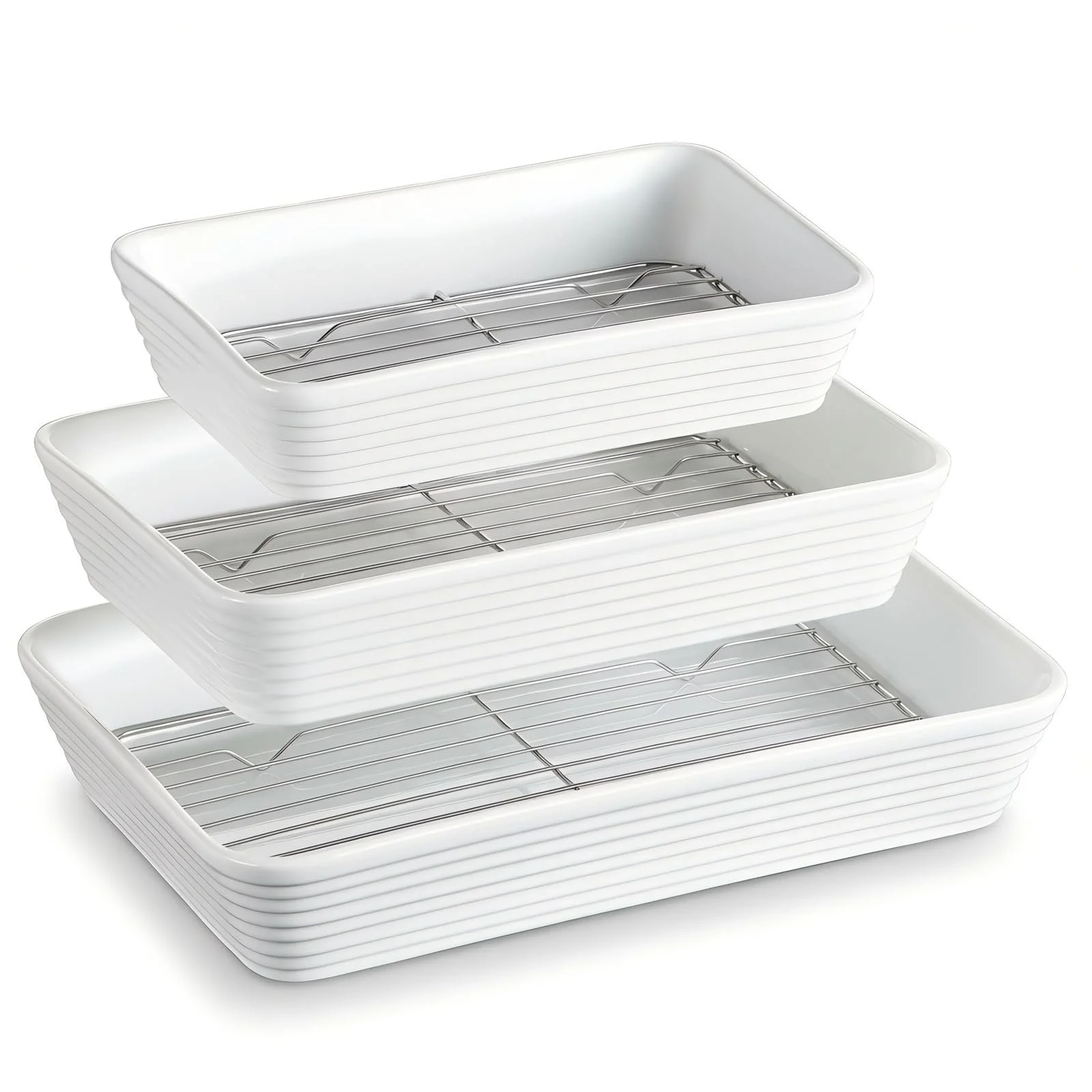 Набор форм для запекания ONEMORE с решетками керамический 3 шт., фото №1