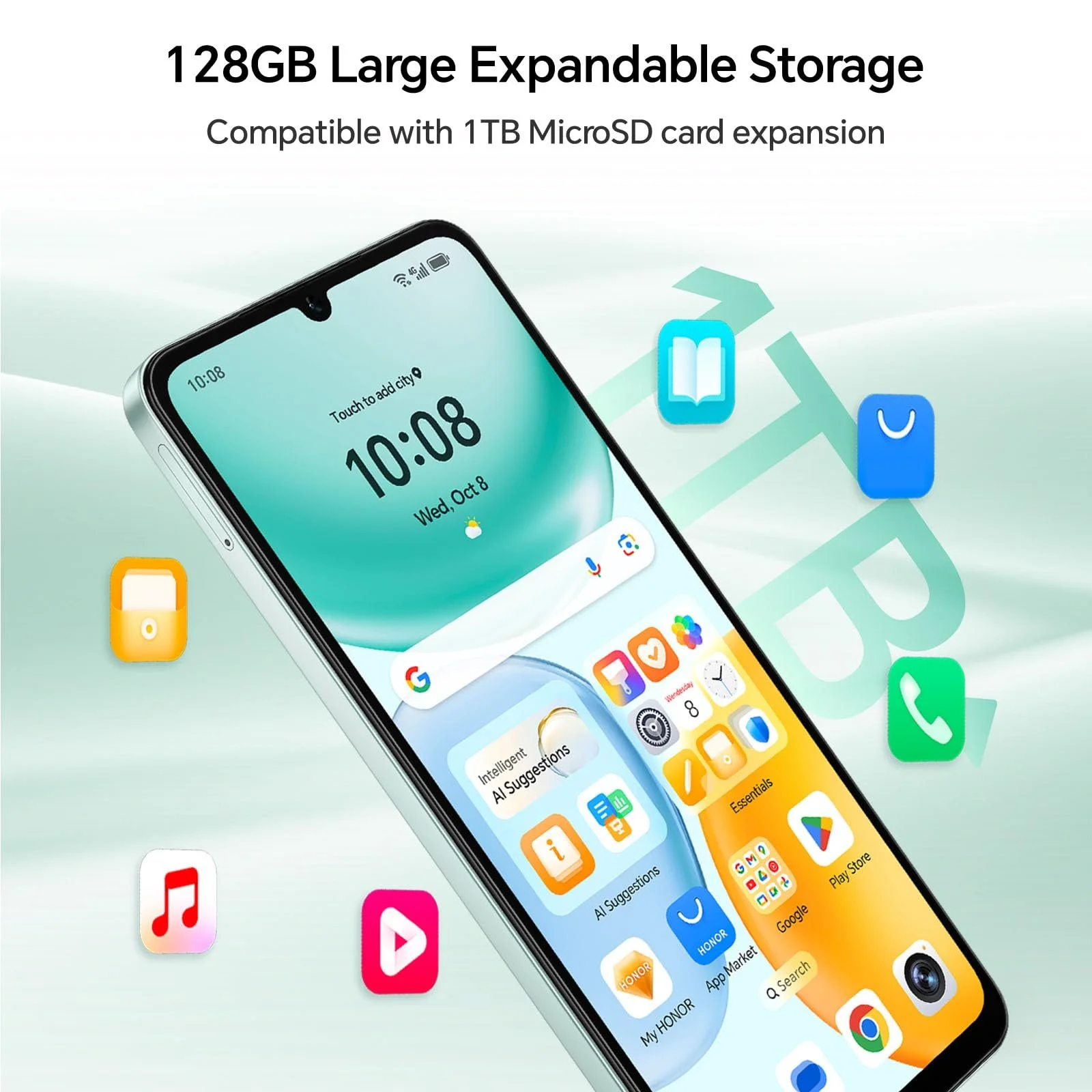 Смартфон HONOR X5c Plus 4GB RAM 128GB ROM 6.74" 90Hz 50MP 5130mAh Android 15 Ocean Cyan, фото №4