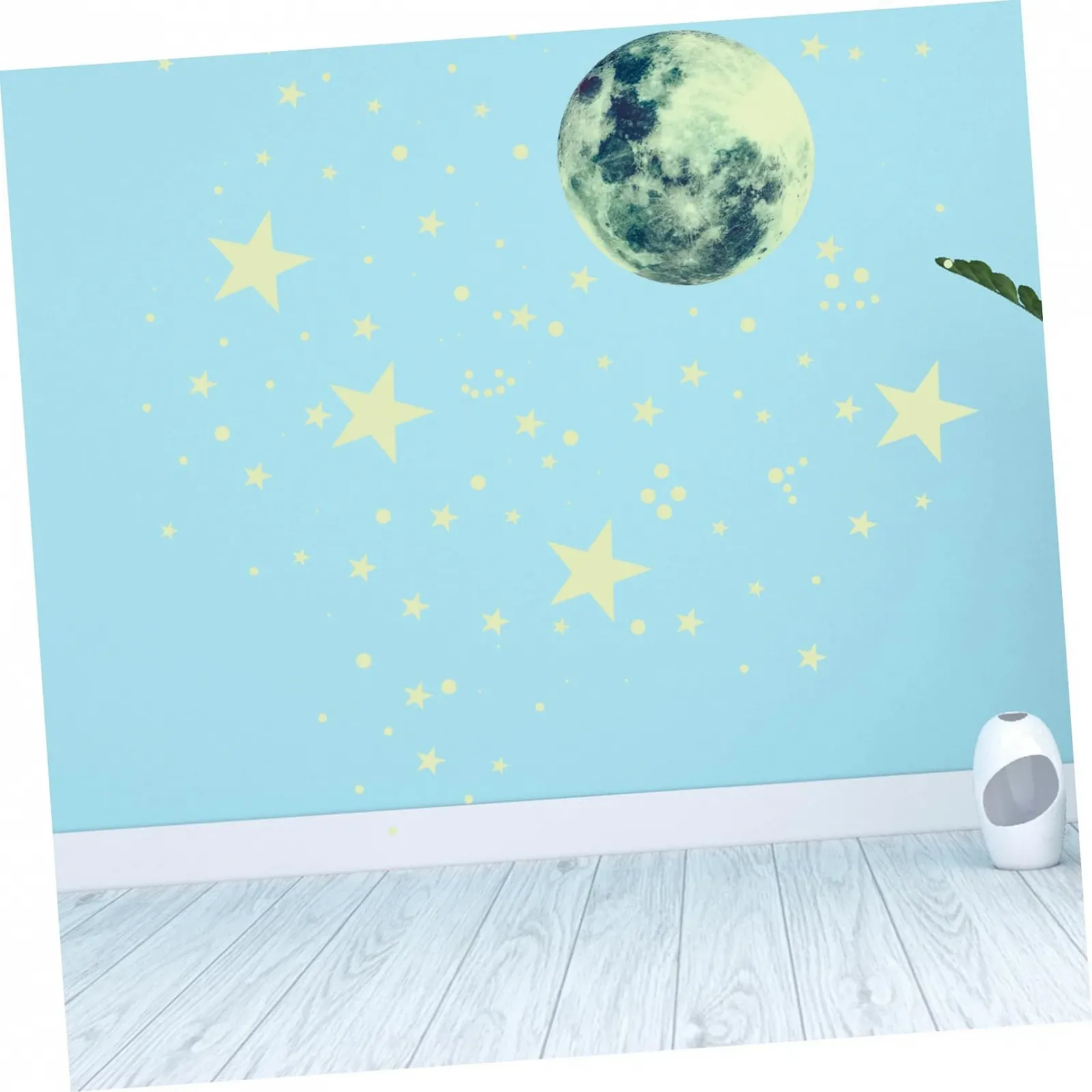 Набір наклейок на стіну OSALADI Moon Planet Місяць та Зірки ПВХ Зелений, фото №8