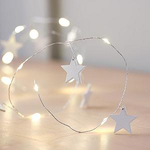 Гирлянда Lights4fun Звезда 20 LED, питание от батареек, белая, дерево - Фото 1