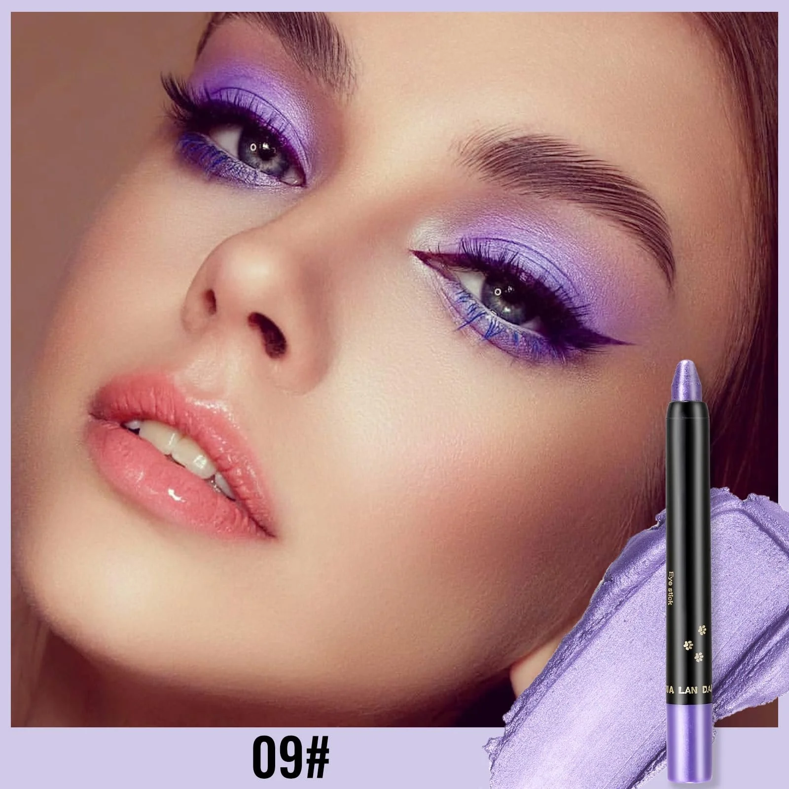 Тени для век Erinde Карандаш Блестящий Фиолетовый Водостойкий, фото №3