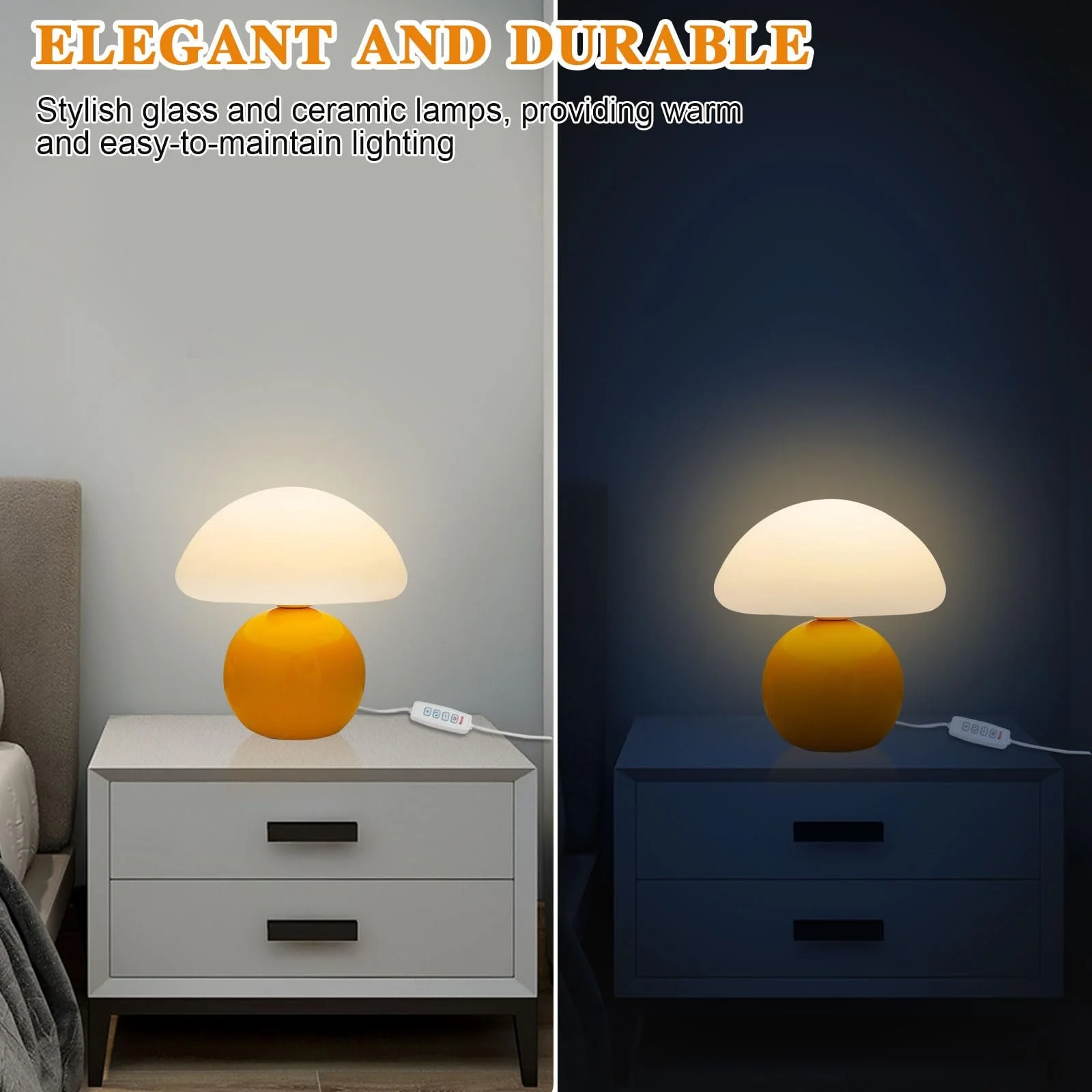 Настільна лампа Mushroom LED Керамічна Регульована Помаранчевий, фото №5