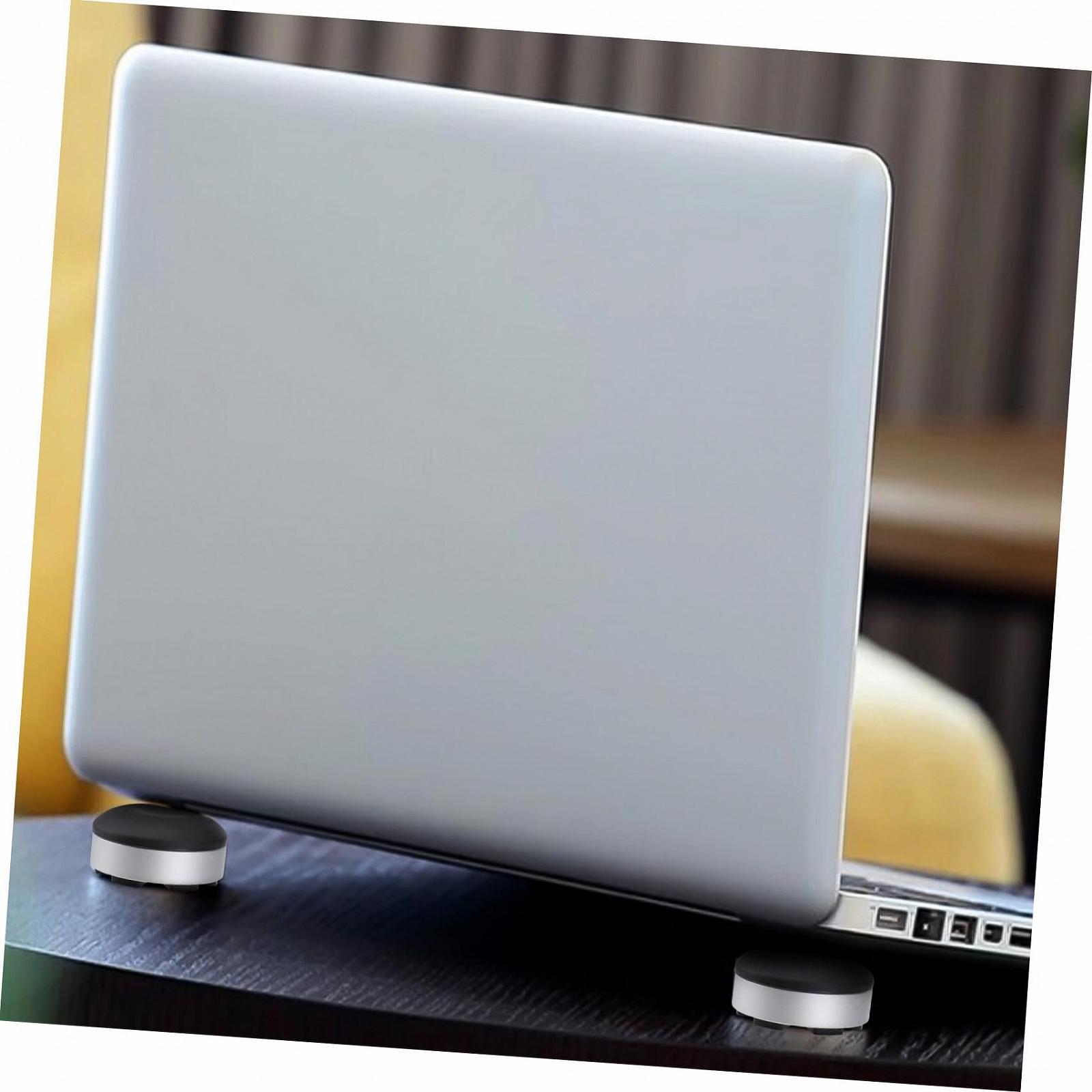 Подставка для ноутбука с вентиляцией. Эргономичный угол наклона. Портативная подставка из устойчивого к царапинам материала. Мини-возвышение для офиса и дома. Черная подставка для ноутбука., фото №6