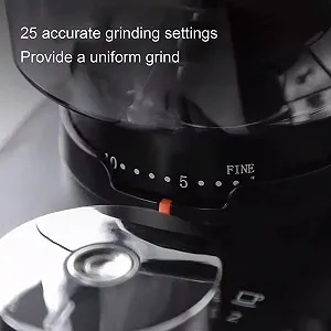 Электрическая кофемолка, 150 Вт, Мельница для кофейных зерен с 25 настройками помола, Быстрый помол, Стальные жернова synthetic.ua - Фото 1