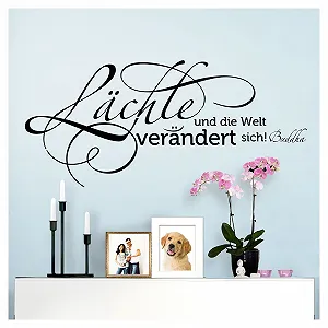 Наклейка на стіну W3309 Sayings Buddha Smile and the World Changes 80 x 36 см чорна - Фото 1