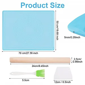 Килимок для тіста 70 x 50 см силіконовий Блакитний synthetic.ua - Фото 1