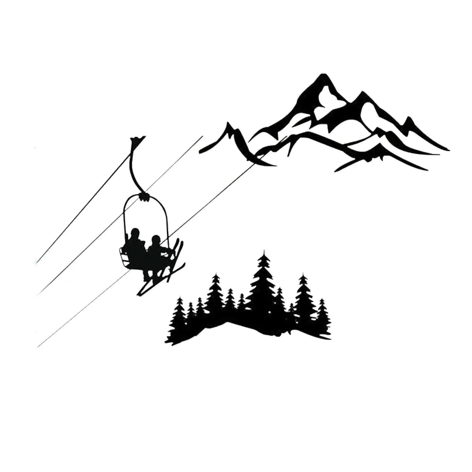 Наклейка на стіну Ski Lift Mountain Artwork Pine вінілова, фото №2 Наклейка на стіну Ski Lift Mountain Artwork Pine вінілова, фото №2