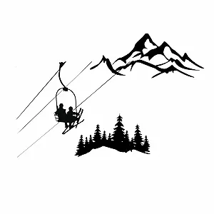 Наклейка на стіну Ski Lift Mountain Artwork Pine вінілова synthetic.ua - Фото 1
