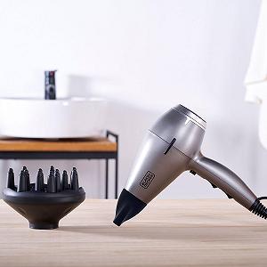 Фен BLACK+DECKER, BXHDA2400E, ионный, 2400 Вт, 2 скорости, 3 режима температуры, с холодным воздухом, со съемным фильтром synthetic.ua - Фото 1