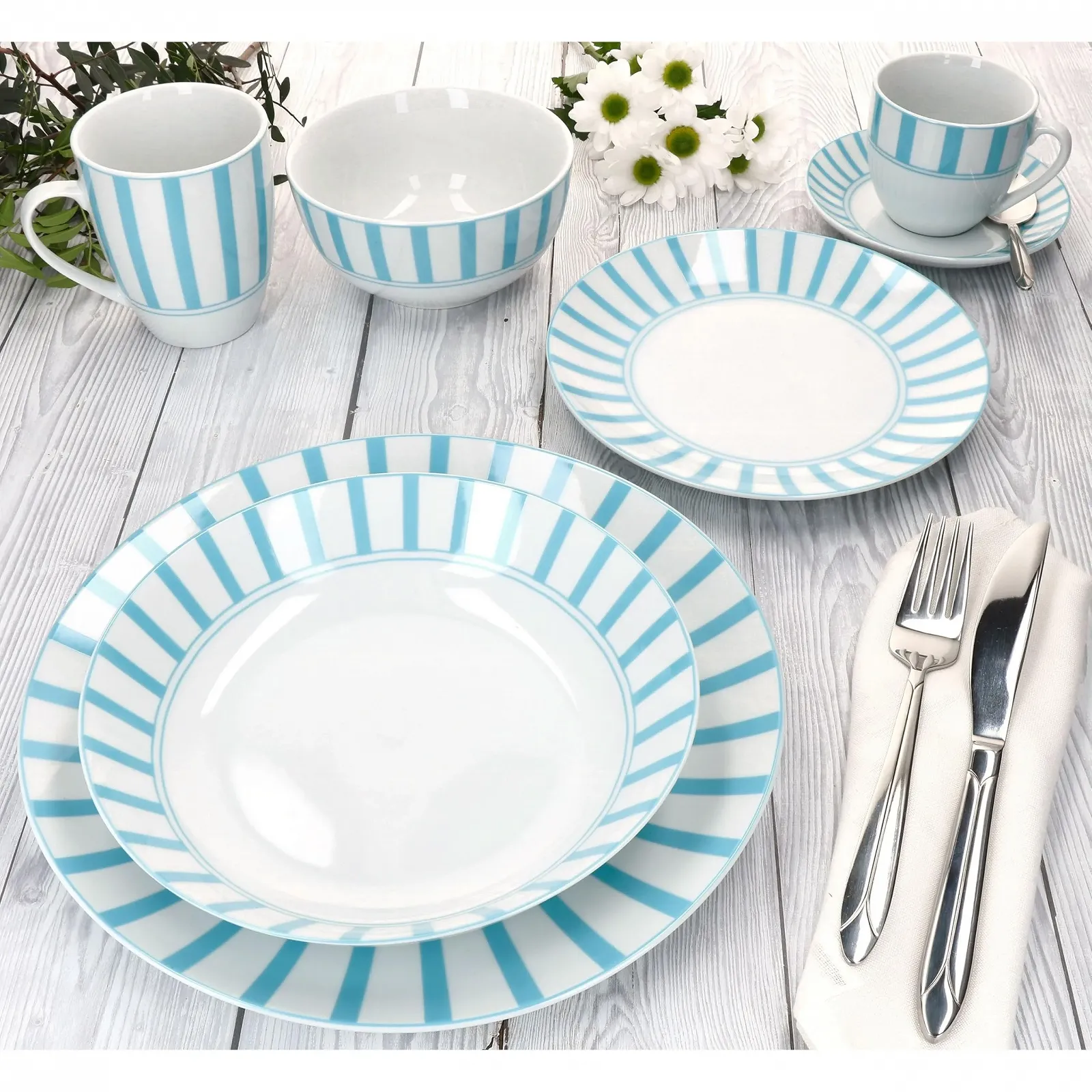 Миска MamboCat Split Turquoise набор из 6 штук 14 см 400 мл белая, фото №6