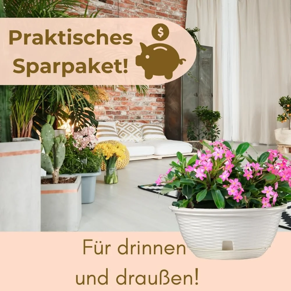 Підвісні кошики GarPet Набір з 2 шт. Ротанг Білий З металевими ланцюжками, фото №6