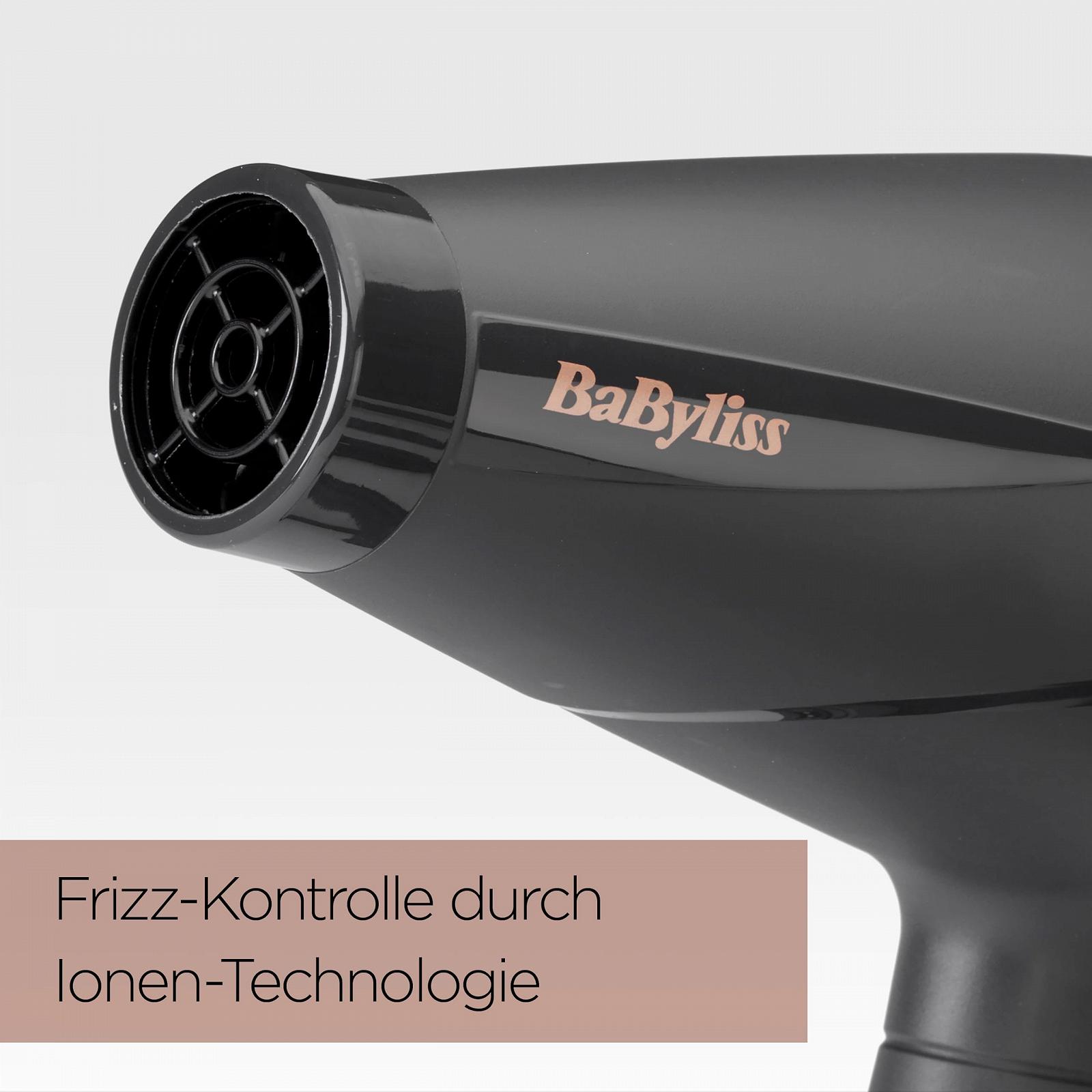 Фен BaByliss Smooth Pro 6709DE, 2100 Вт, с диффузором, ионная технология, 3 температурных режима, 2 скорости, черный, фото №2