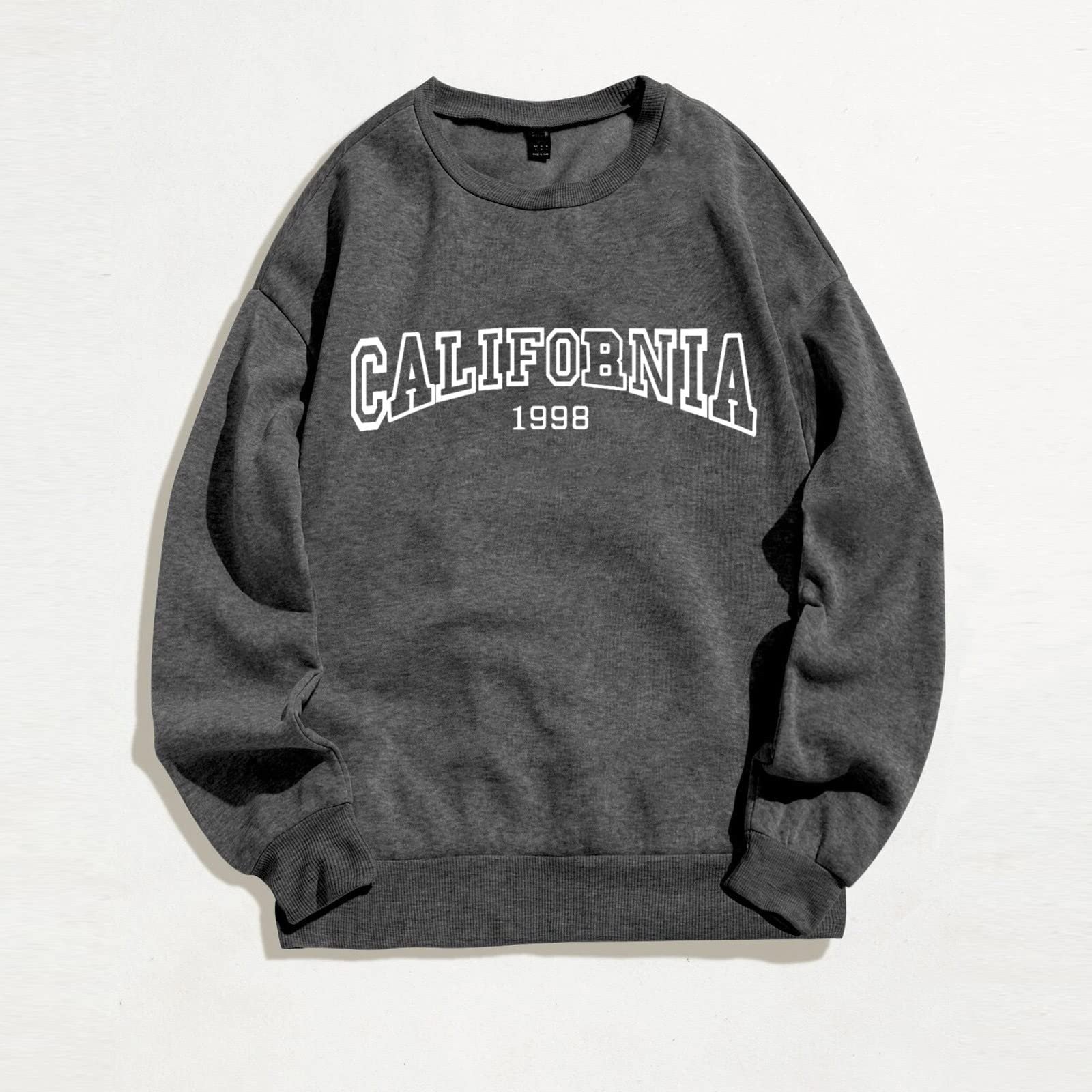 Женский Свитшот Los Angeles С Буквенным Принтом California, Винтажный Топ с Круглым Вырезом, С Длинными Рукавами, Колледж Backwoods, Одежда, Графика California, 1988, Однотонный, Свободный, фото №2