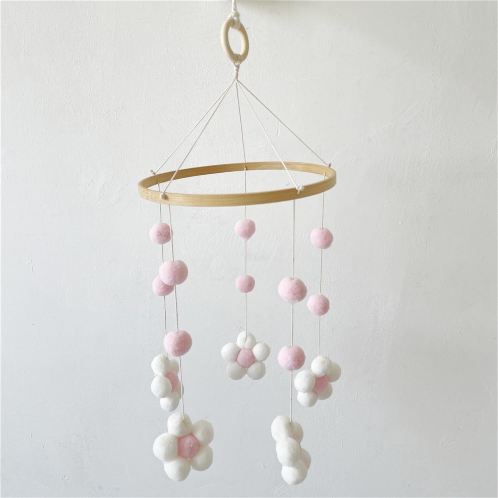 Мобиль Baby Wind Chimes Войлочные Шарики 3D Цветы Детская Кровать Мобиль Деревянные Колокольчики Погремушка Игрушка Кровать Колокольчик Для Детской Кроватки Мальчики Девочки Хаки, фото №4
