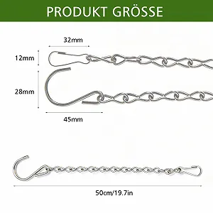 Ланцюги для підвісних кошиків Набір із 6 шт. Метал 50 см Сріблястий synthetic.ua - Фото 1