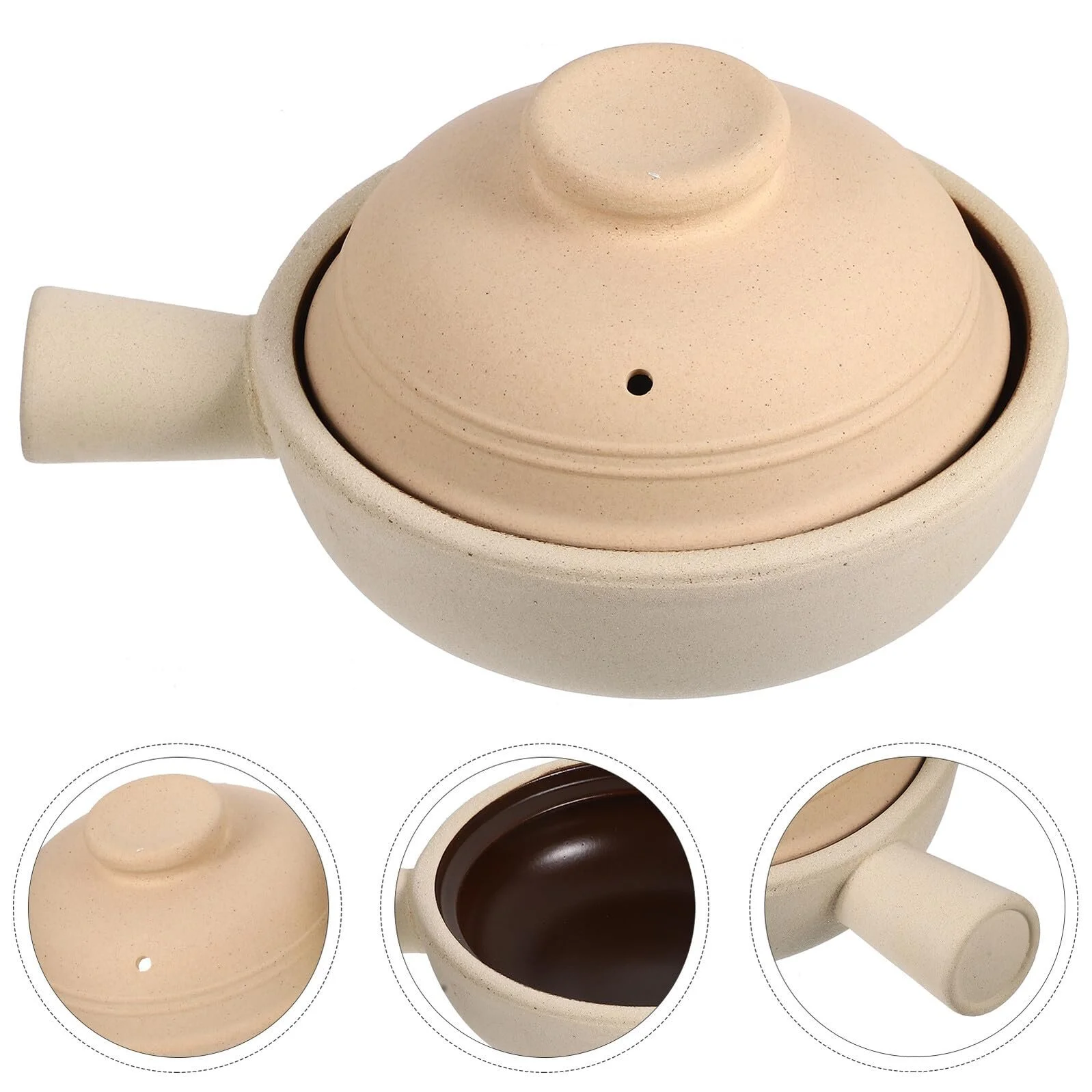 Горщик глиняний Gatuida з однією ручкою та кришкою глазурований, фото №8