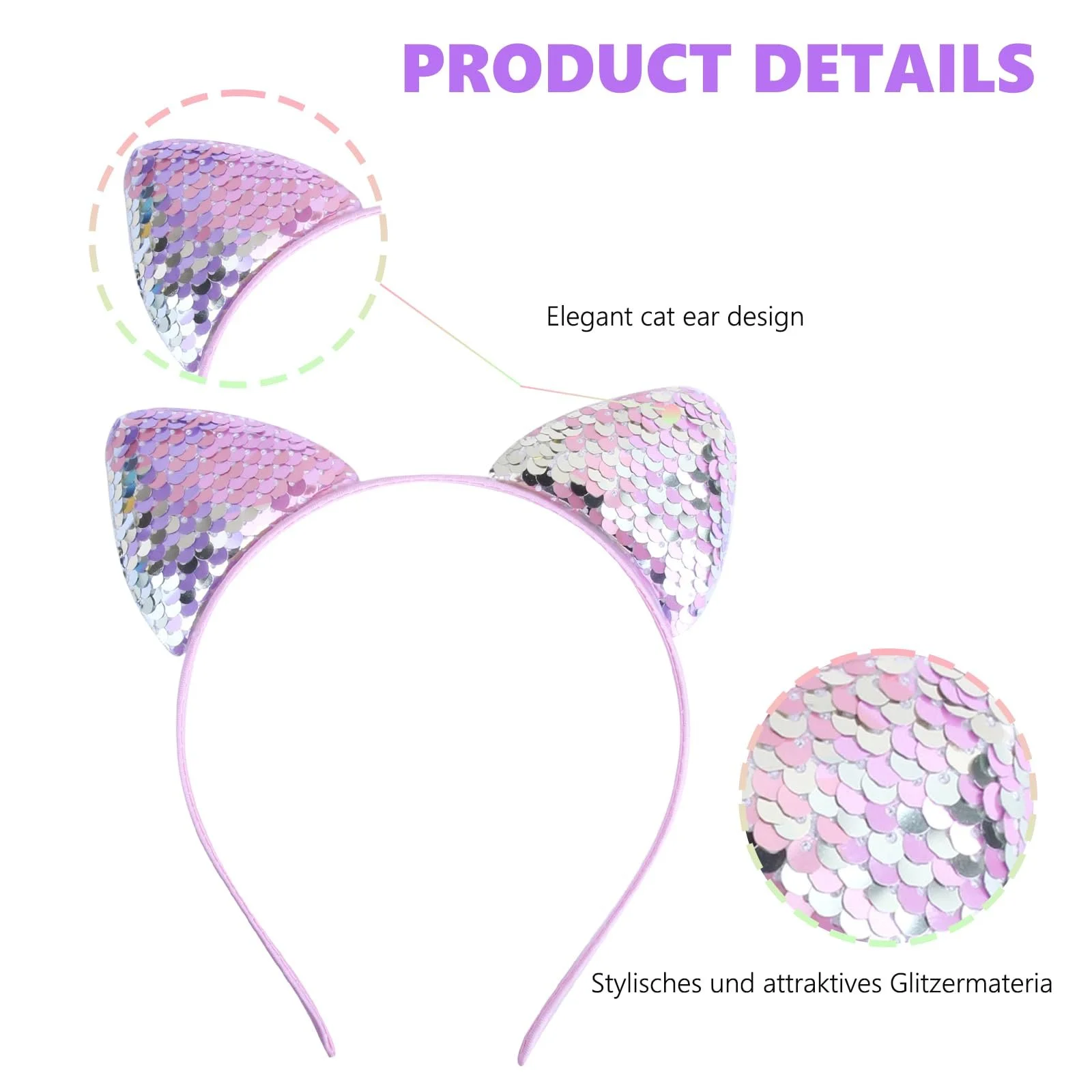 Набір з 10 Блискучих Обручів Вушка Кішки, фото №3