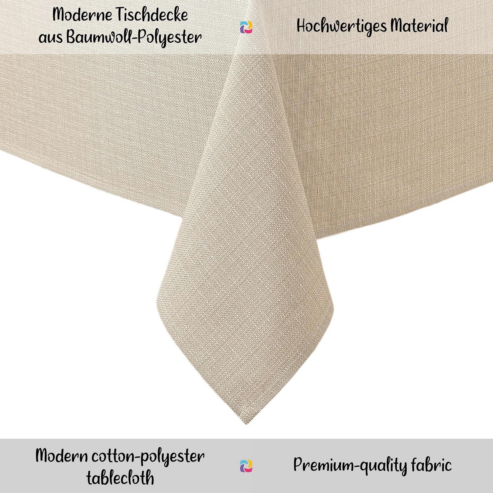 Скатертина O1-P130 під льон плямозахисна Beige 80 x 120 см, фото №3