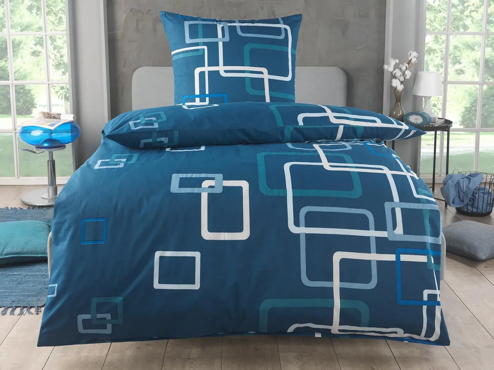 Постельное белье MALIKA 135 x 200 см + 80 x 80 см хлопок Renforcé в клетку на молнии красный, фото №7