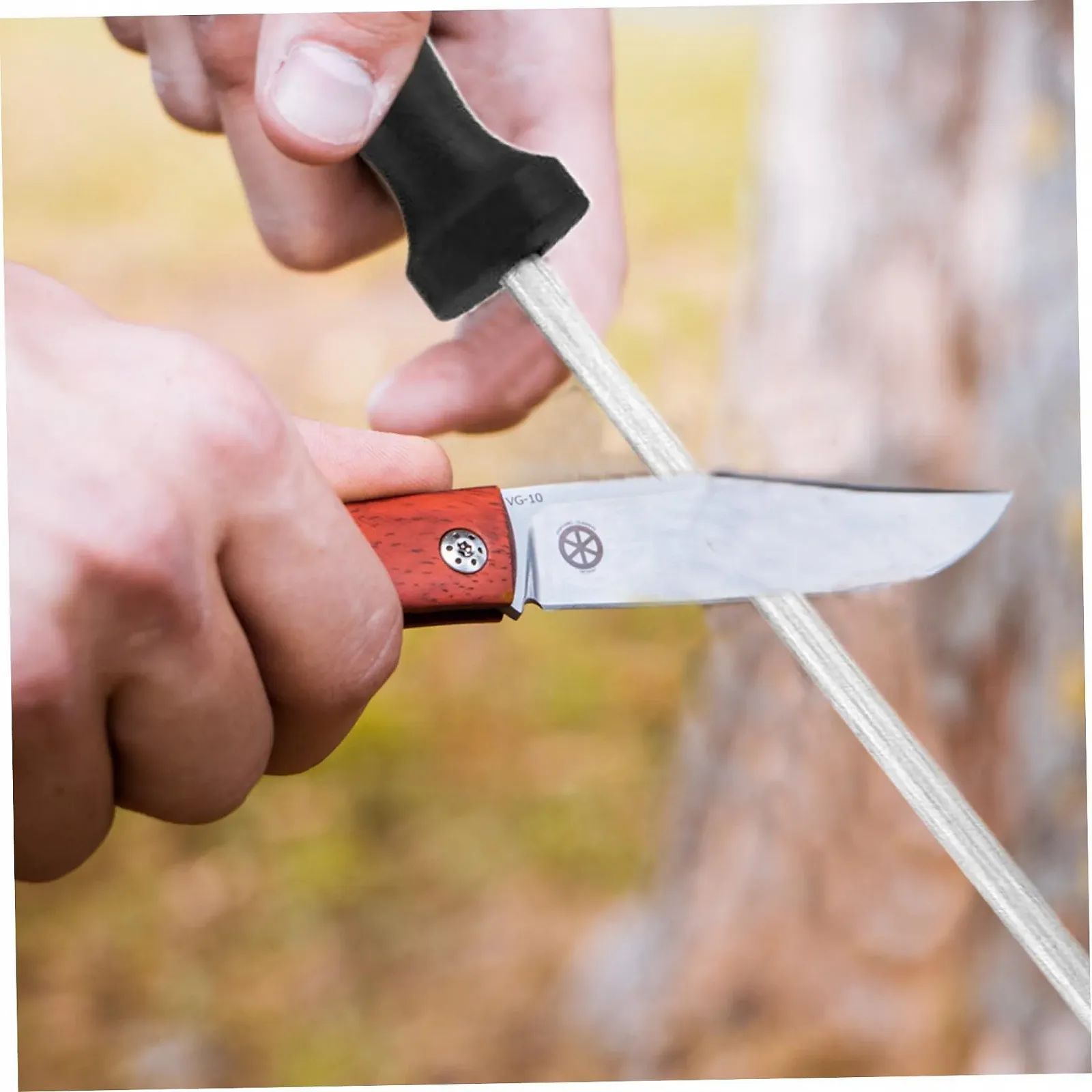 Точилка для ножів вуглецева сталь 6.5 дюйма з ергономічною ручкою портативна, фото №4