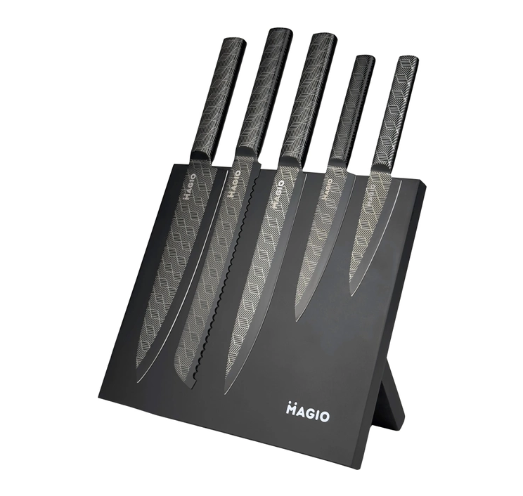 Універсальний кухонний ножовий набір Magio MG-1096 6 предметів Чорний, фото №1