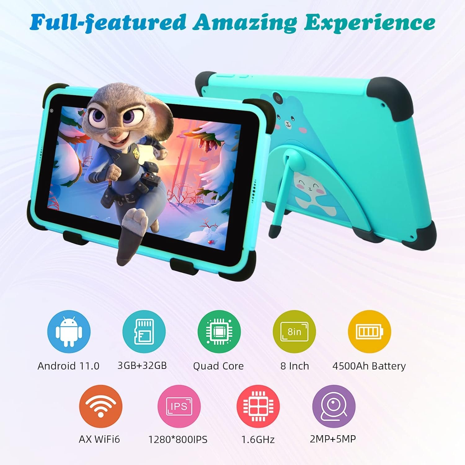 Планшет 8" Weelikeit C85W 2/32GB 4 ядра Android 13 Чорно-зелений, фото №4