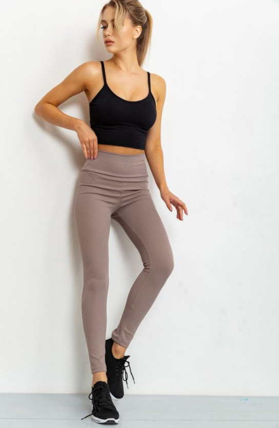 Женские модные лосины в рубчик GF01694 цвет мокко размер 46, фото №1