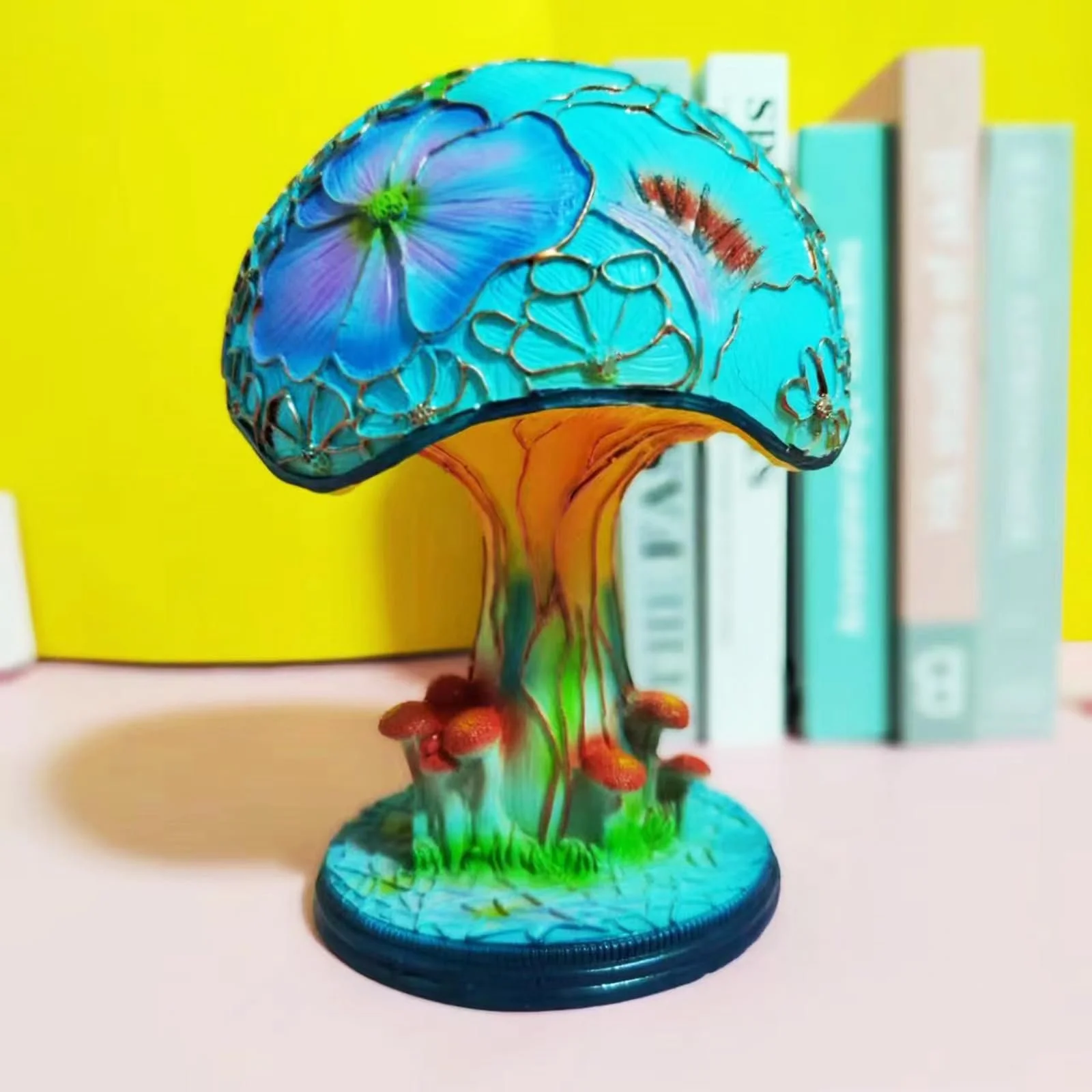 Настільна лампа Vintage Серія рослин із полірезину Гриб 20 см ретро багатоколірна, фото №3