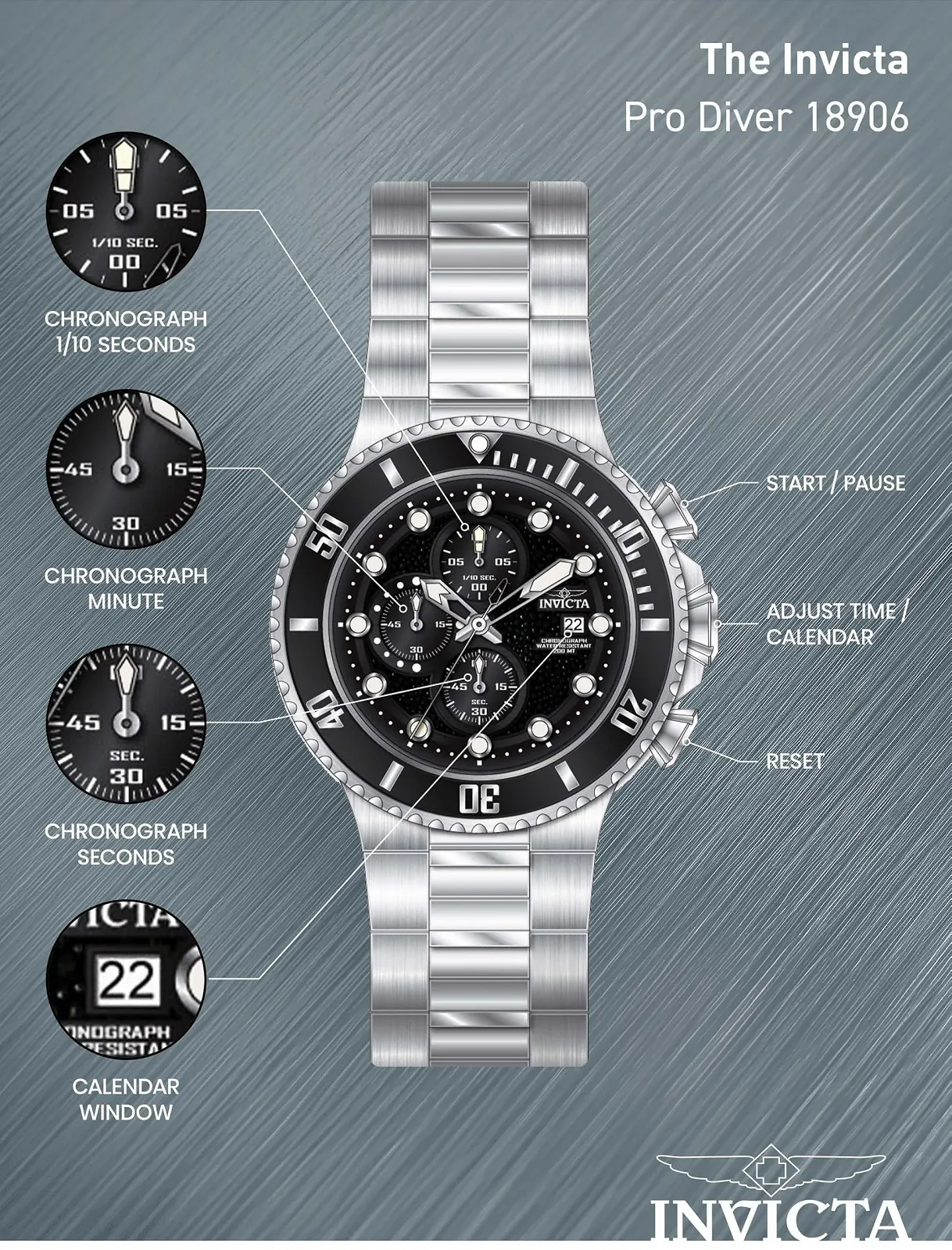 Часы Кварцевые Мужские Invicta Pro Diver 52мм, фото №5 Часы Кварцевые Мужские Invicta Pro Diver 52мм, фото №5