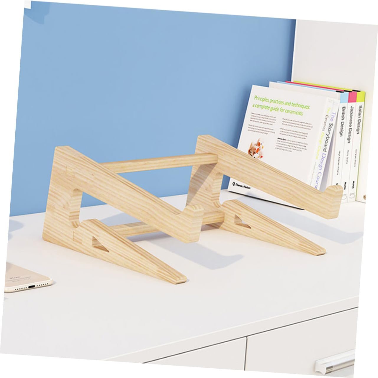 Підставка Sewroro для ноутбука, дерев'яна, міцна, ергономічна. Піднята висота для полегшення болю в шиї та спині, довговічна., фото №5