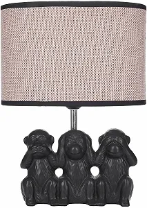 Настільна лампа BRUBAKER Three Wise Monkeys Керамічна основа 35.5 см Чорний/Бежевий synthetic.ua - Фото 1