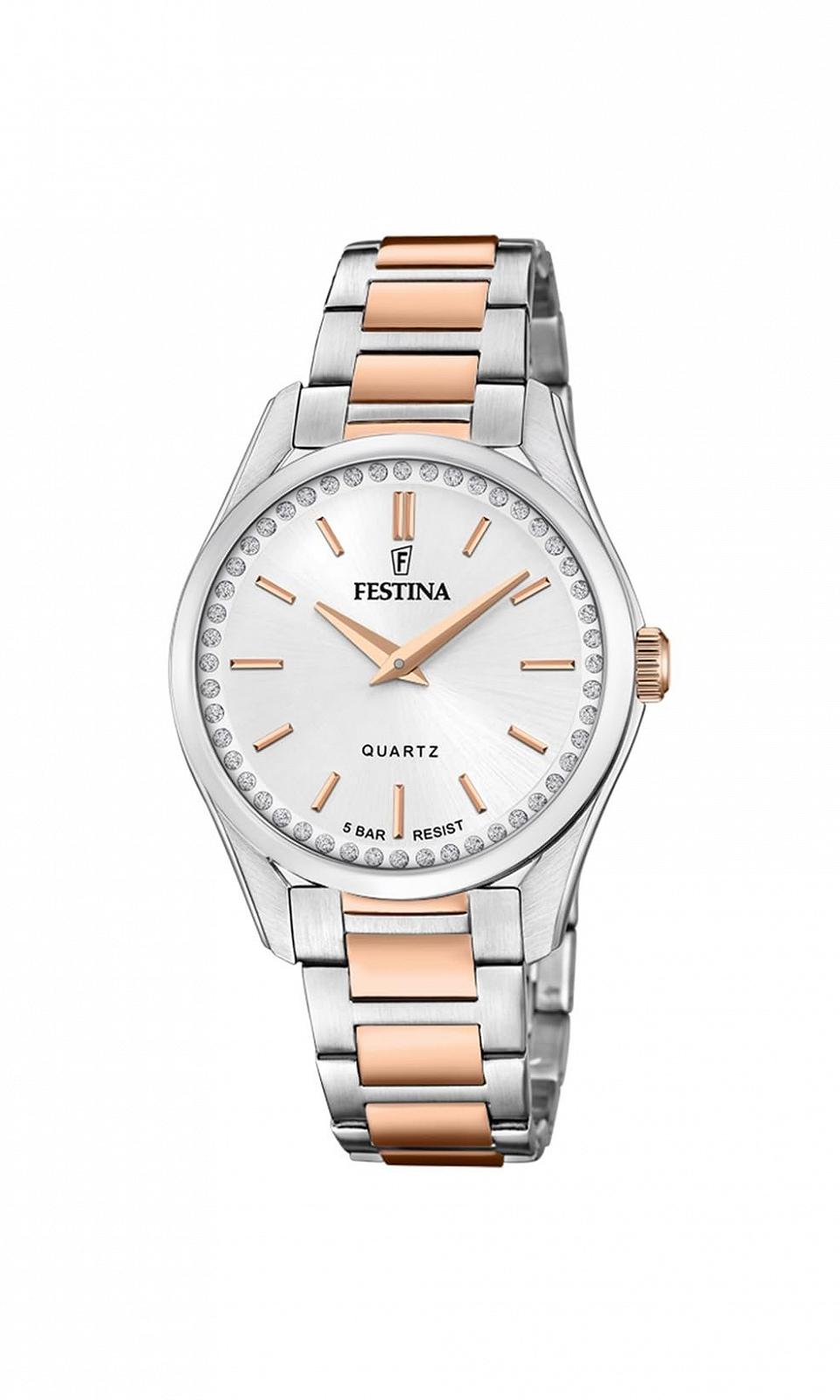 Женские аналоговые часы Festina F20620/1 Кварцевые Серебристо-серый/розовое золото, Браслет, фото №1