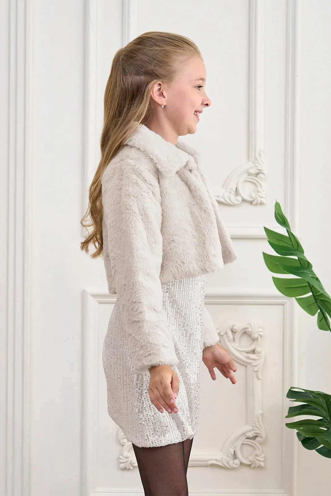 Болеро для дівчат, м'яка штучна хутряна куртка, фото №3