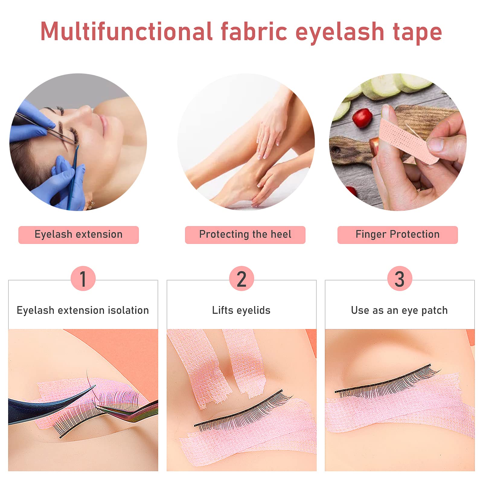 Плівка Sibba 6 Rolls Eyelash Tape для нарощування вій Рожева, фото №5