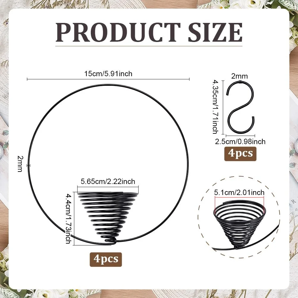 Підвіси для повітряних рослин FINGERINSPIRE 150 мм 4 шт Чорний, фото №2