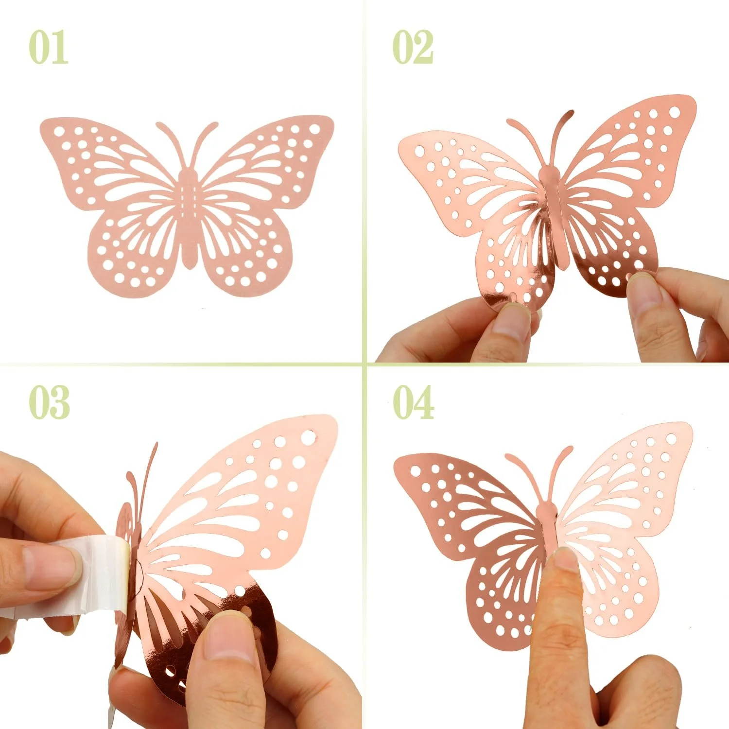 Декоративні наклейки Метелики 3D PET 24 шт. Золото та рожеве золото, фото №4 Декоративні наклейки Метелики 3D PET 24 шт. Золото та рожеве золото, фото №4