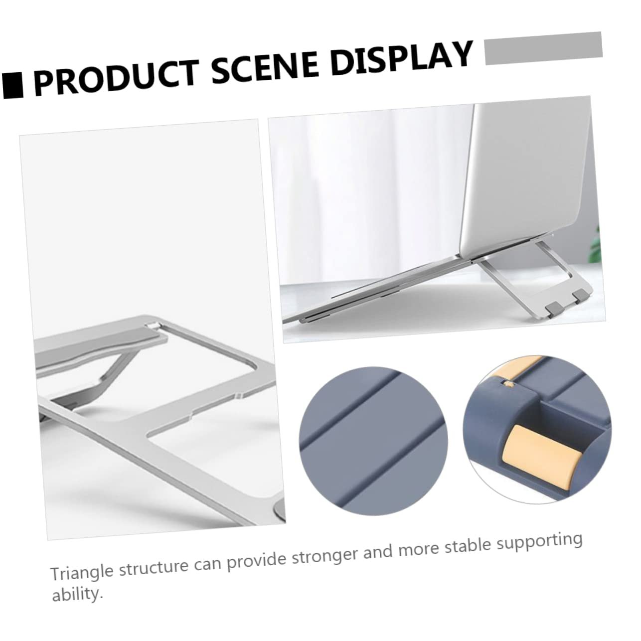 Підставка для ноутбука VILLCASE складана, з алюмінієвого сплаву, ергономічна, портативна, компактна, фото №3
