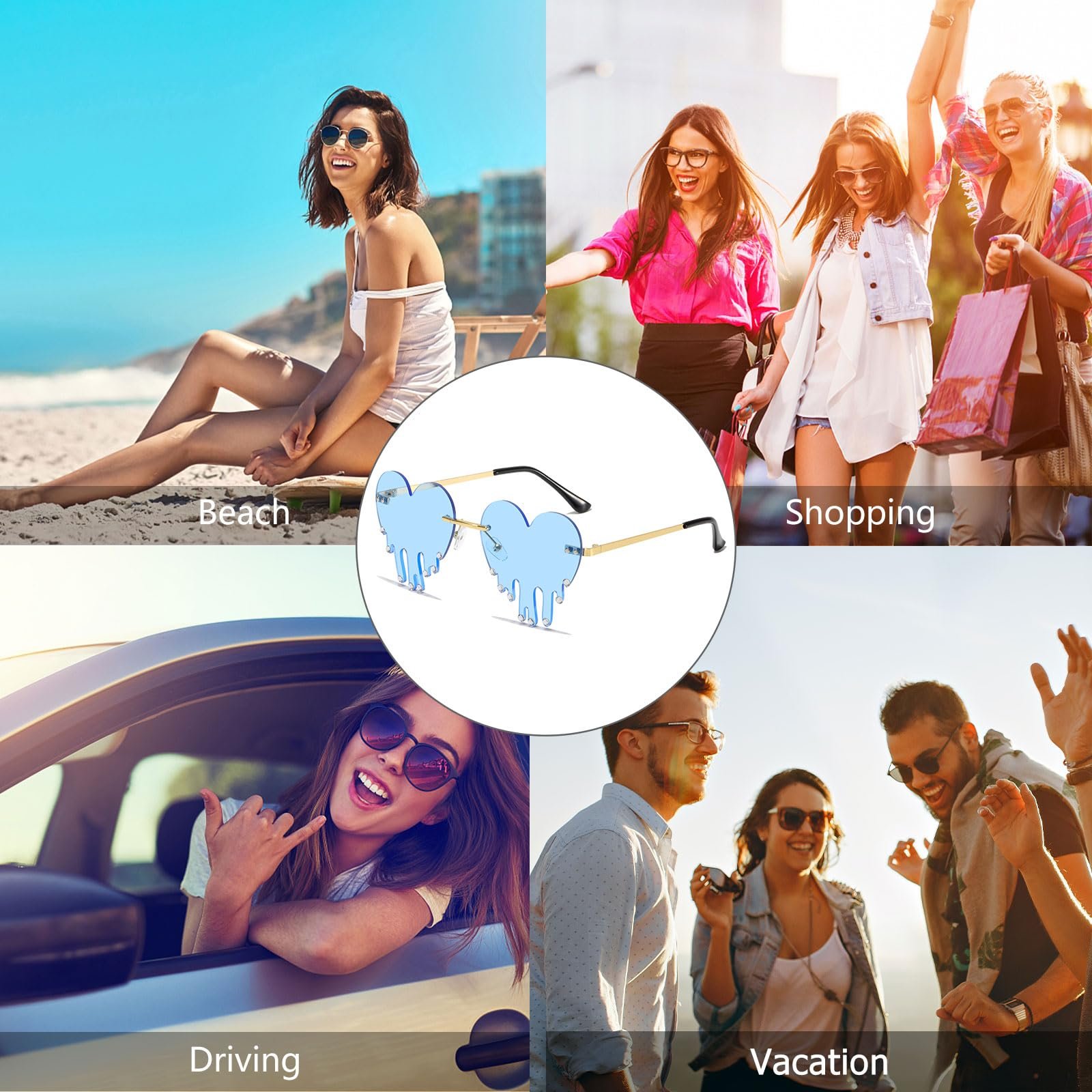 Сонцезахисні окуляри Серце YAMEIZE Без оправи Жіночі, фото №6