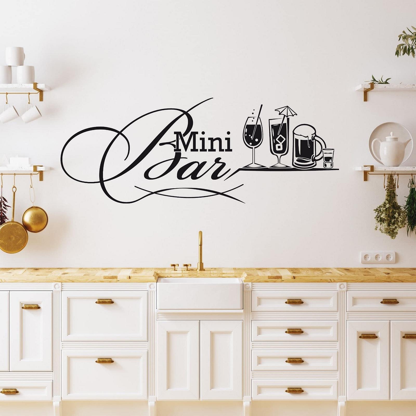 Наклейка на стіну GRAZDesign Kitchen Mini Bar with Glasses 79 x 30 см 070 Black, фото №1 Наклейка на стіну GRAZDesign Kitchen Mini Bar with Glasses 79 x 30 см 070 Black, фото №1
