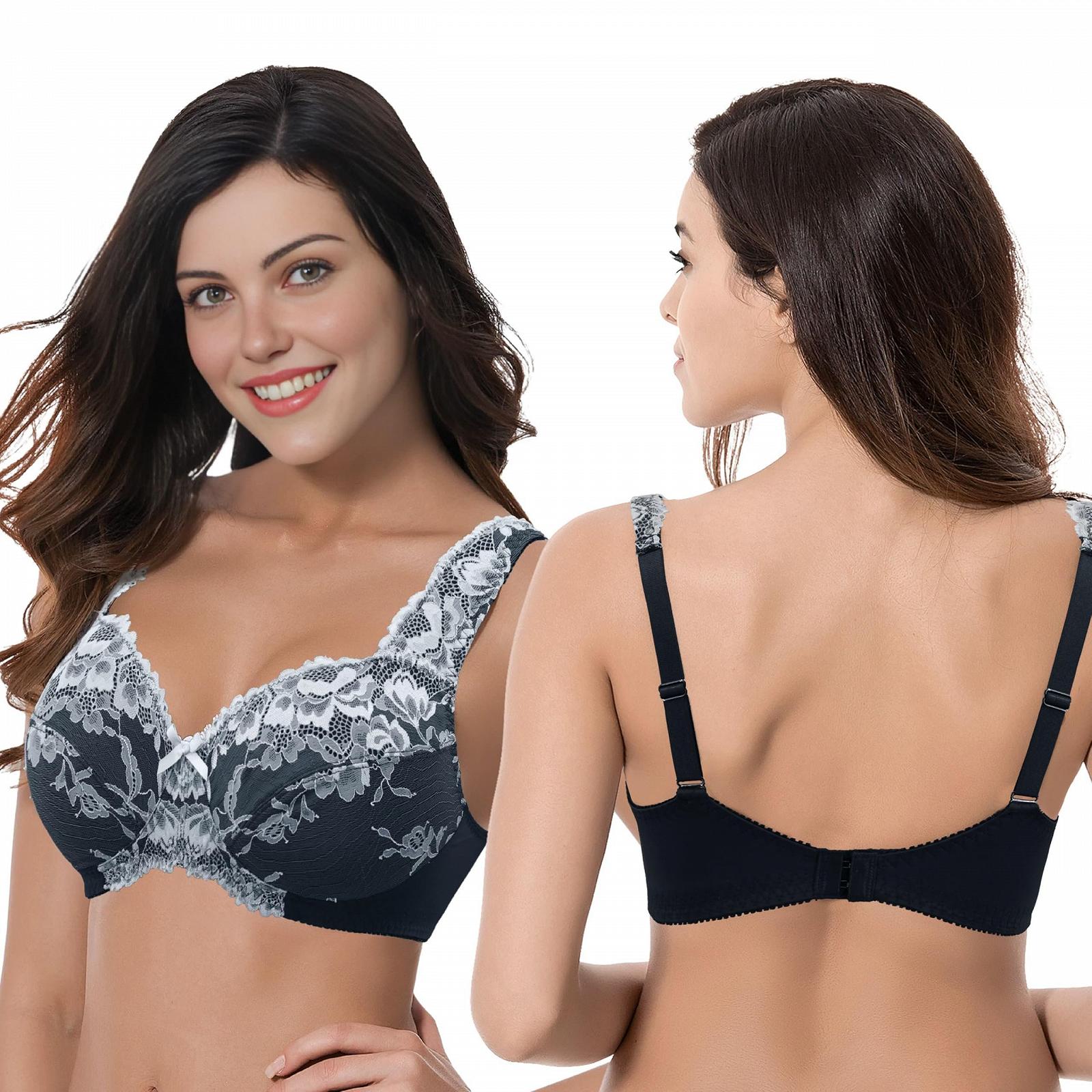 Мереживний бюстгальтер Curve Muse Plus Size Без підкладки, без кісточок, 75D 2 шт. Чорний, червоний, фото №4 Мереживний бюстгальтер Curve Muse Plus Size Без підкладки, без кісточок, 75D 2 шт. Чорний, червоний, фото №4