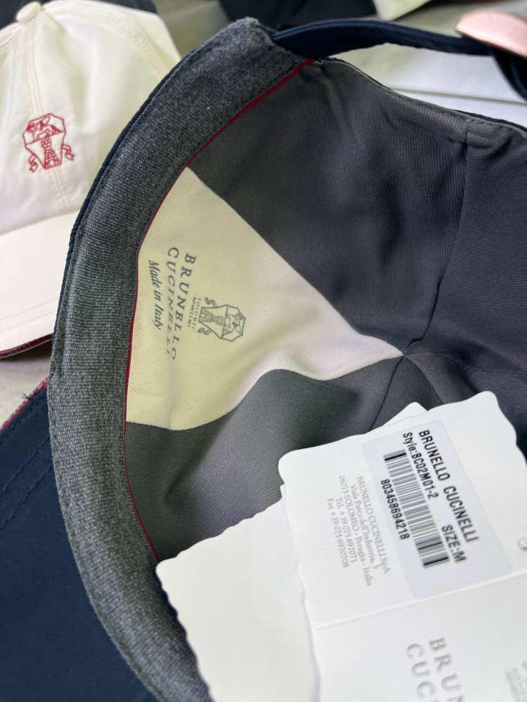 Кепка Brunello Cucinelli темно-синя з червоним логотипом gu594, фото №7