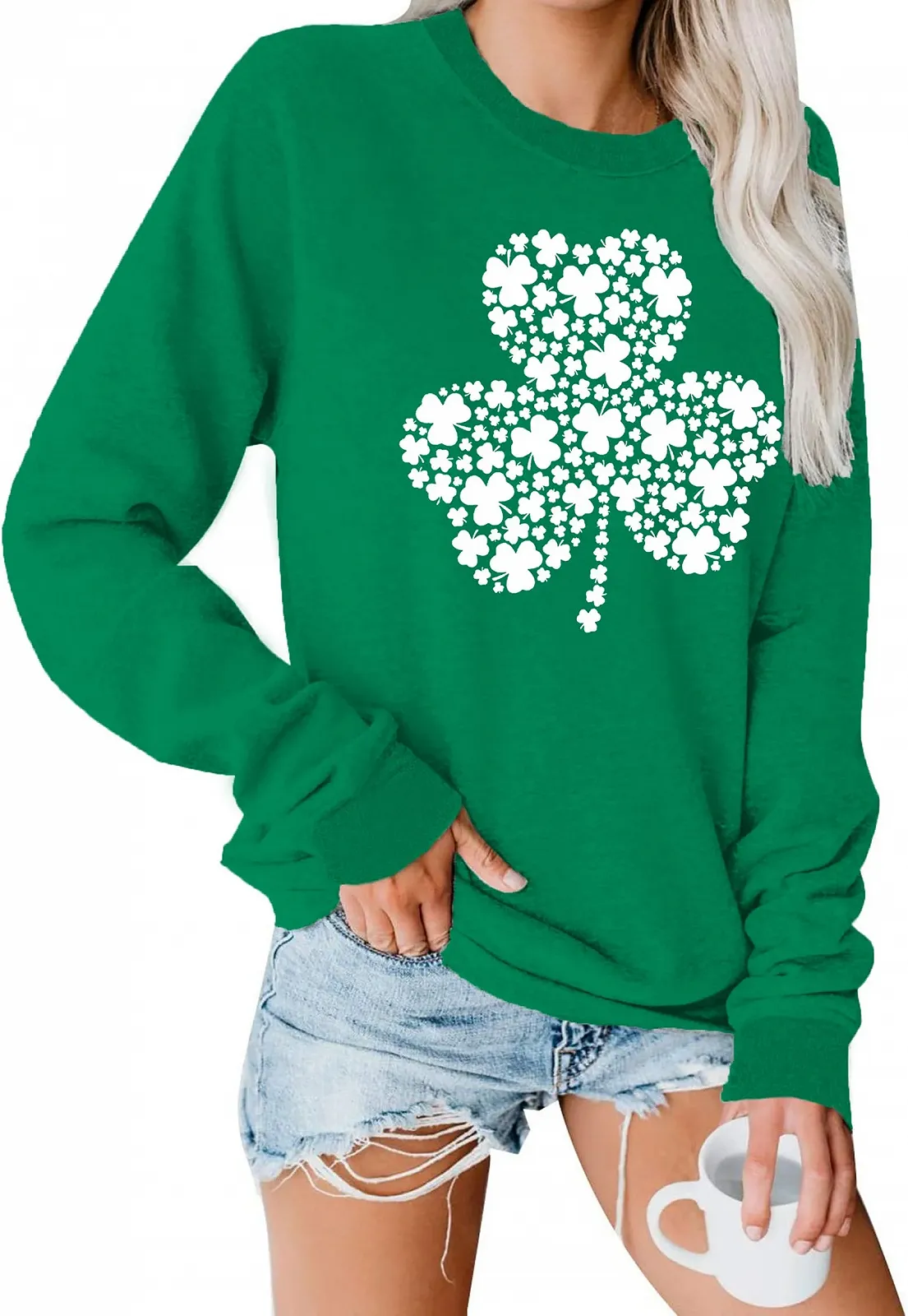 Женский свитшот tiorhooe На День Святого Патрика Счастливый трилистник, женский ирландский топ с принтом клевера, фото №2