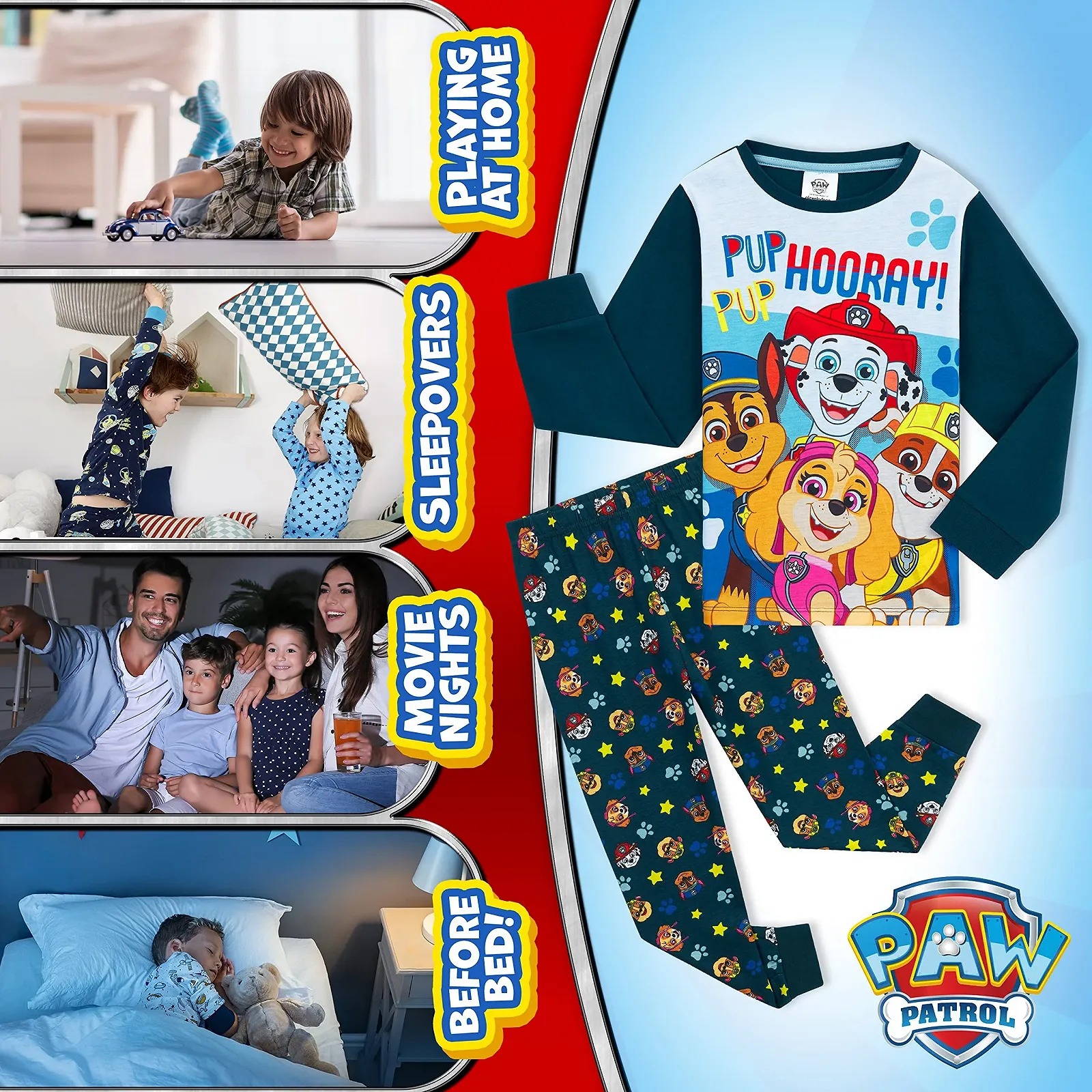 Піжама для хлопчиків Paw Patrol, дитяча, 100% бавовна, комплект з футболки з довгими рукавами та штанів, фото №5