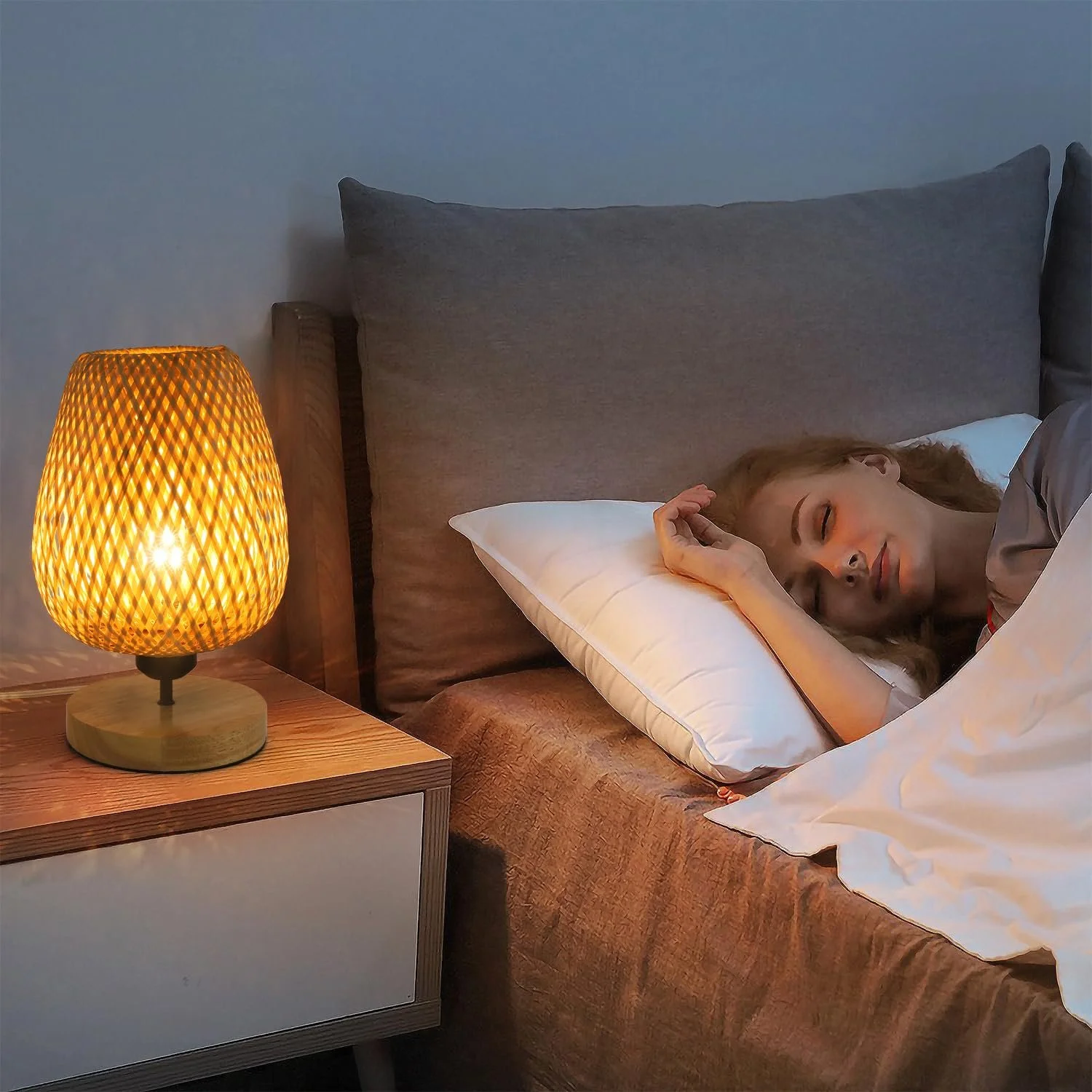 Настільна лампа LED Comely Modern Rattan Bamboo Wood E27 60 Вт Wood, фото №7