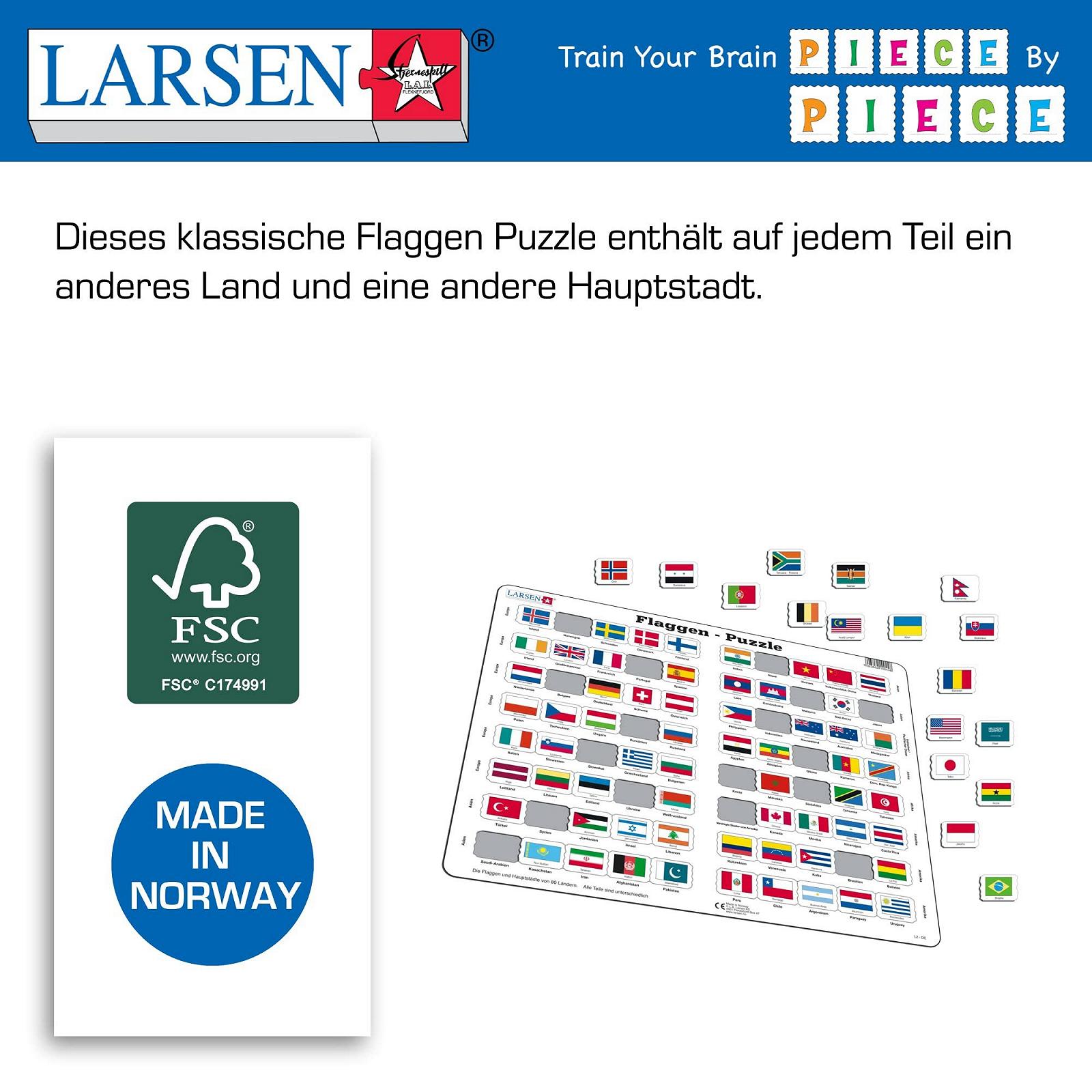 Пазл Larsen L2 Прапори 80 елементів, фото №5 Пазл Larsen L2 Прапори 80 елементів, фото №5