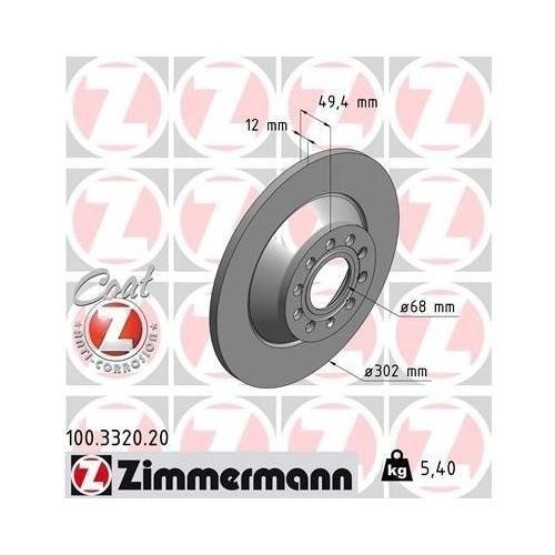 Гальмівний диск ZIMMERMANN COAT Z 100.3318.20 для AUDI (FAW), передня вісь, фото №5