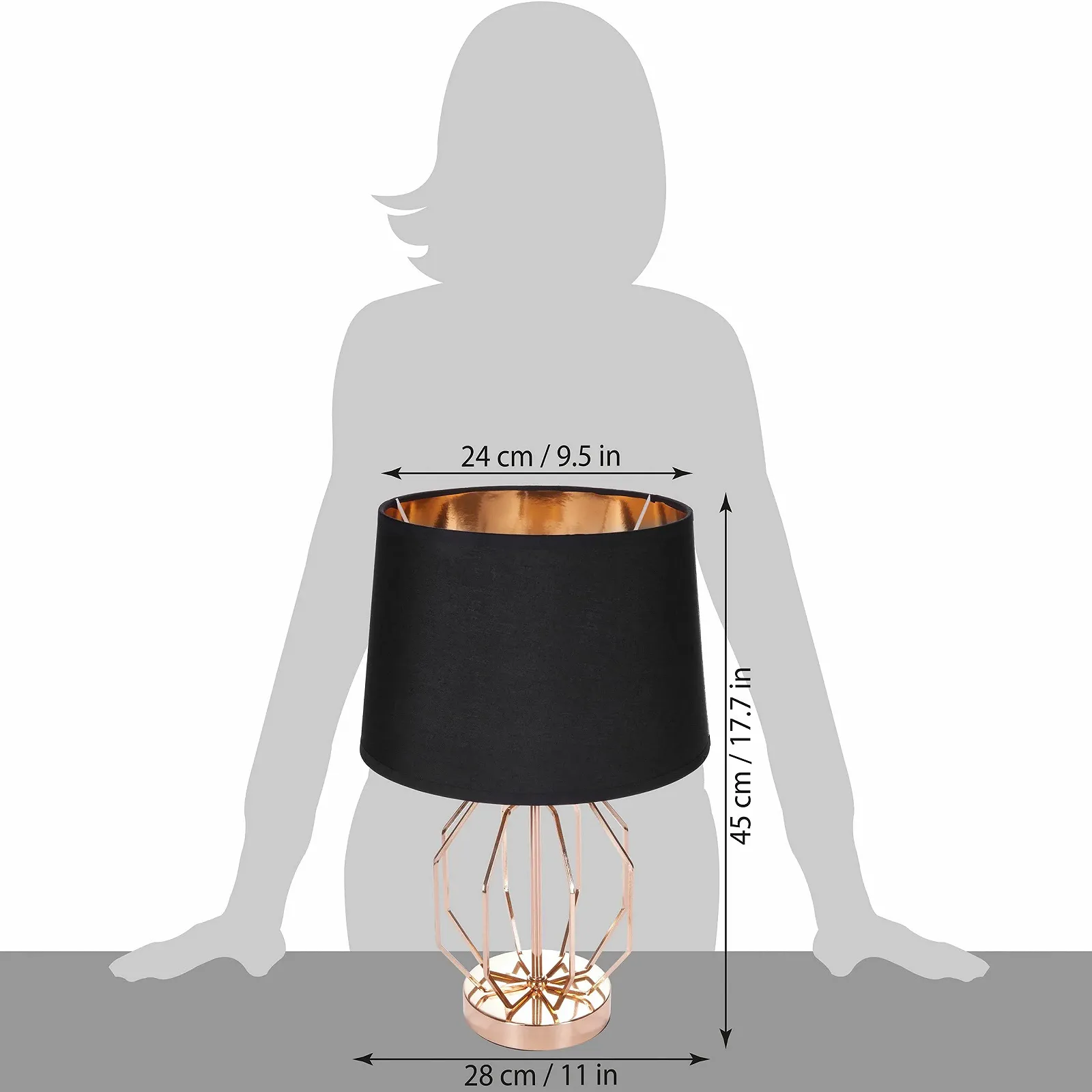 Набір з 2 настільних або приліжкових ламп BRUBAKER Vintage Grid Pattern Modern Metal 45 см висота Gold / Black, фото №3