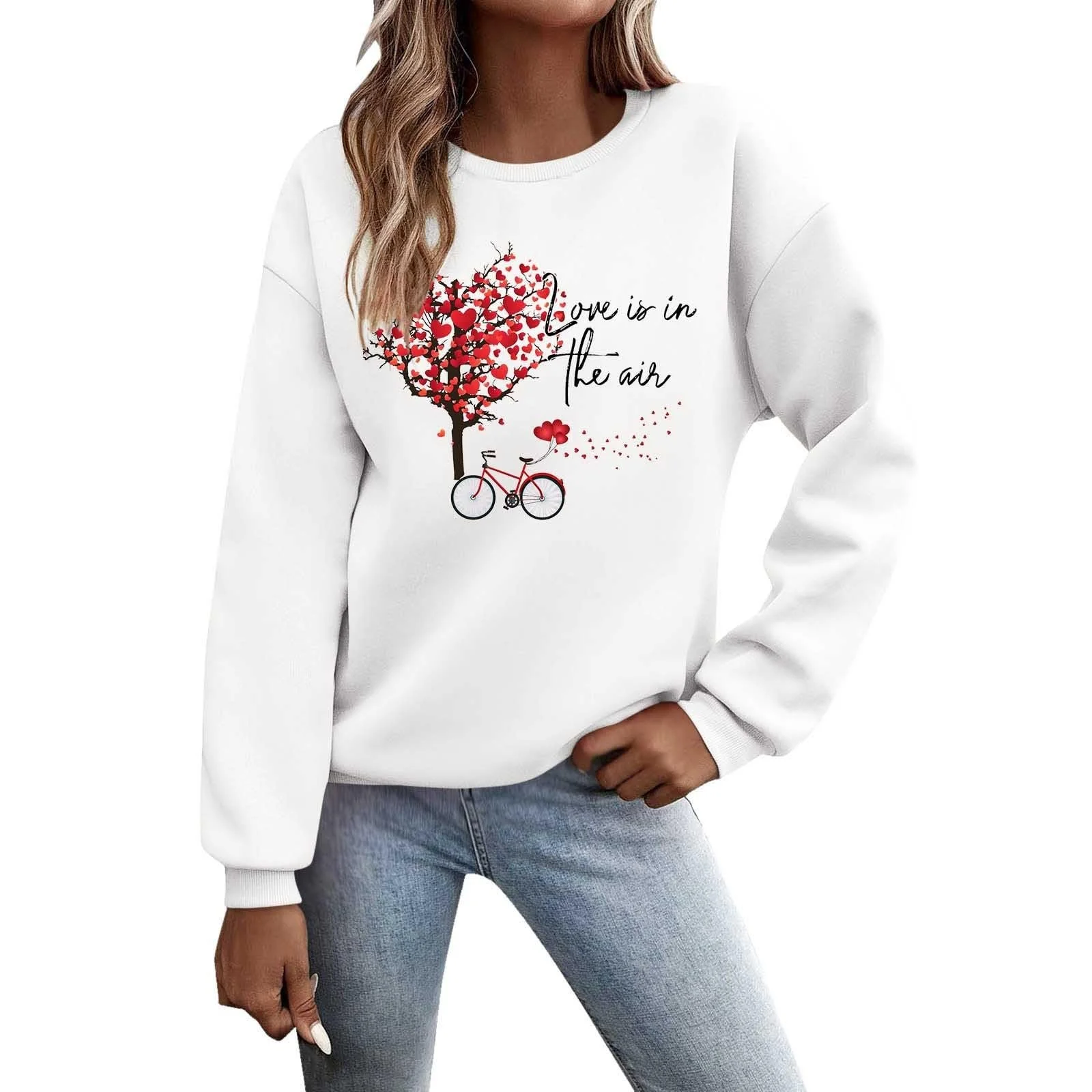 Vhersily Толстовка Женская Повседневная с принтом, Круглый вырез, Приталенный крой, Пуловер, С длинными рукавами, Свободная блуза, фото №1