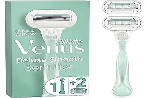 Бритва Gillette Venus Deluxe Smooth Sensitive 1 ручка и 2 сменных лезвия 5 лезвий - Фото 1